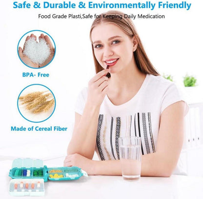 ACWOO Tablettenbox 7 Tage Pillendose 8 Gitter 3 Schichten Blau