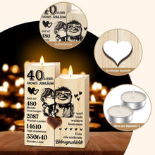 Rubinhochzeit Geschenk - Holz Kerzenständer 40. Hochzeitstag