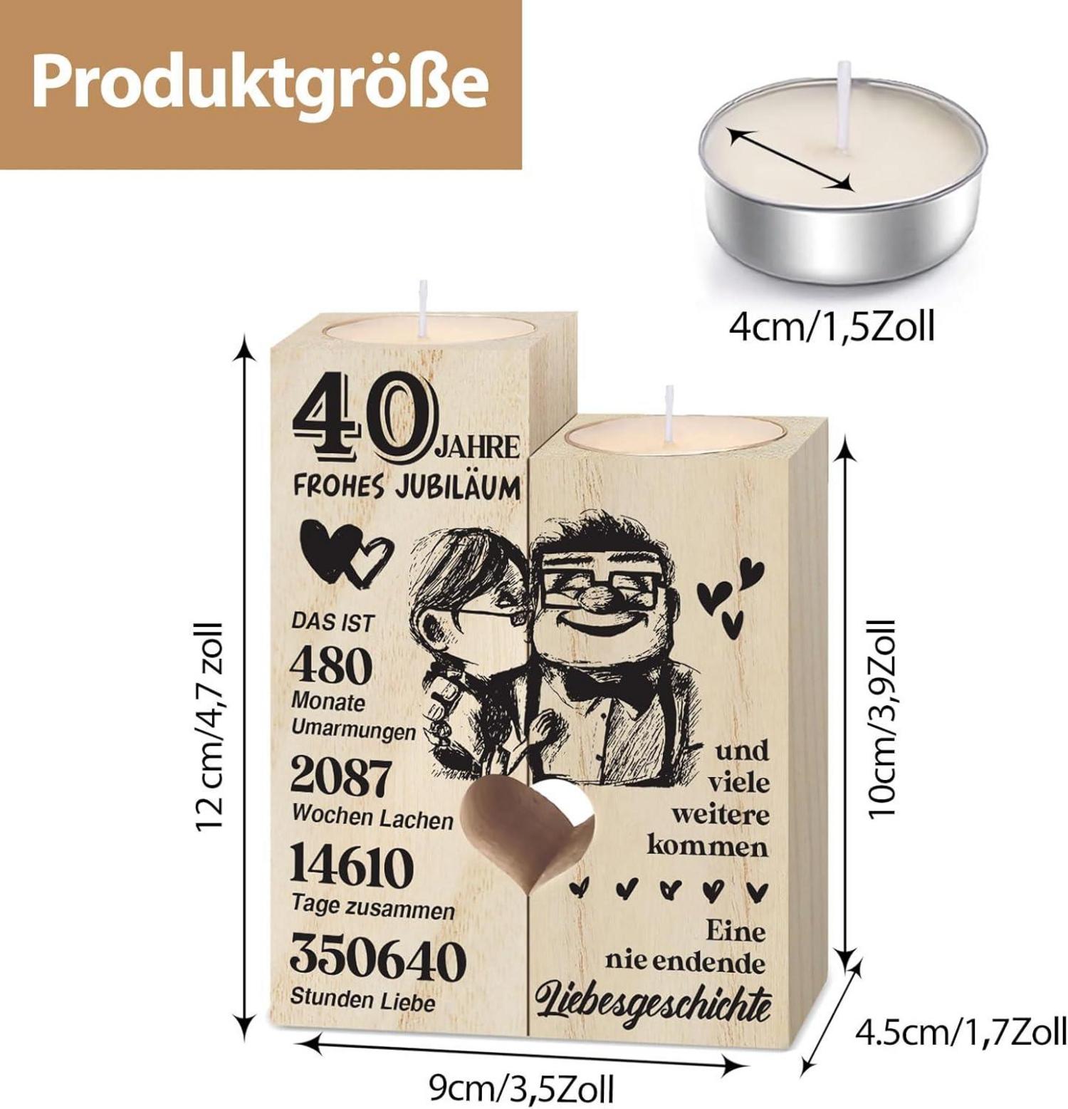 Rubinhochzeit Kerzenständer Holz 40. Hochzeitstag Geschenk