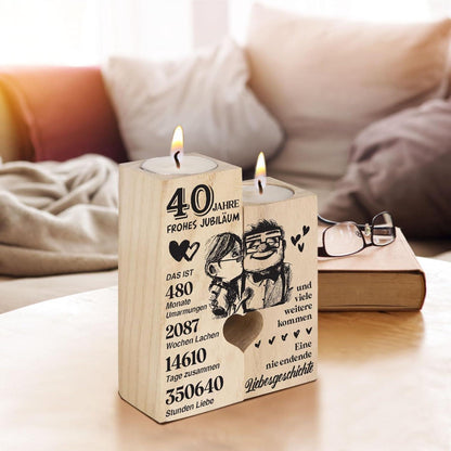 Rubinhochzeit Geschenk 40. Hochzeitstag Kerzenständer Holz für Paare/Ehemänner/Ehefrauen