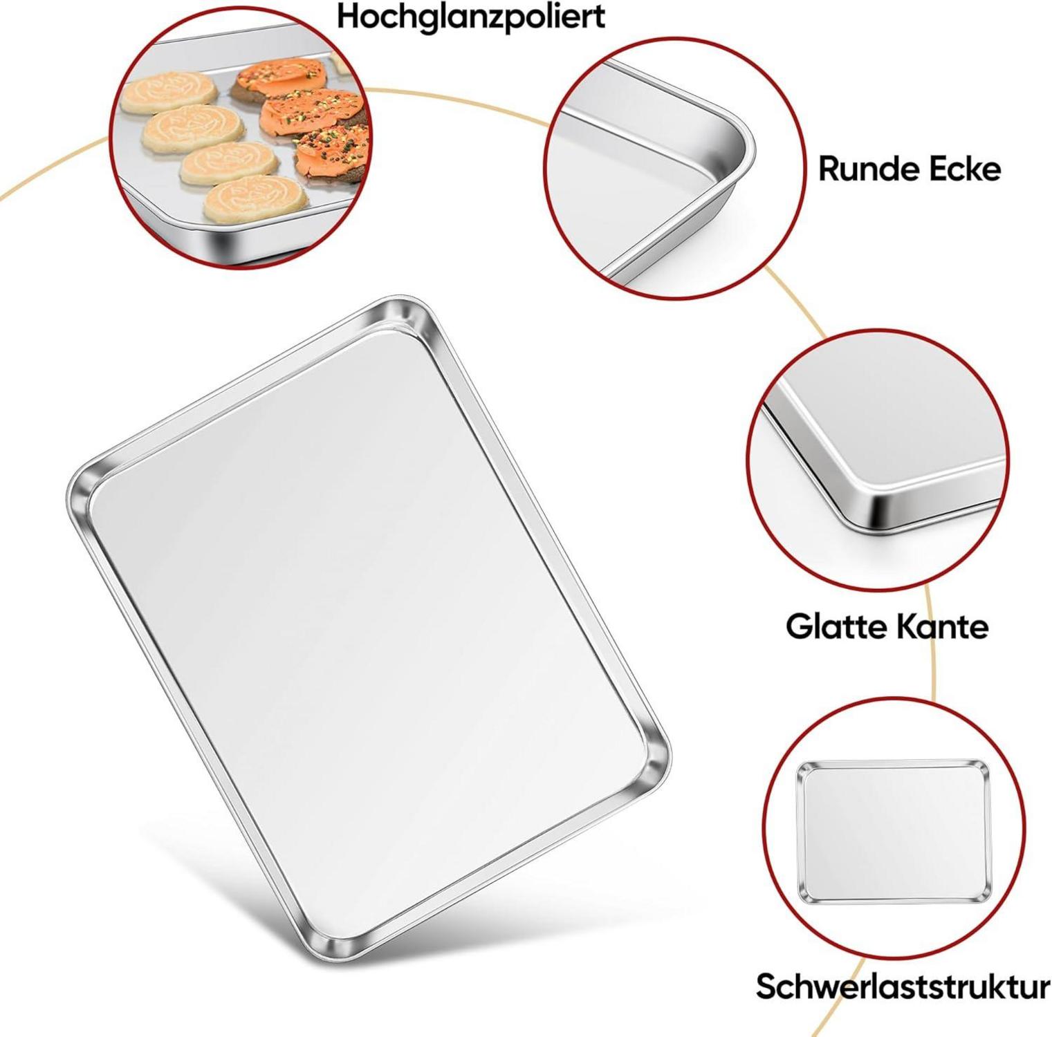 Backblech Set Edelstahl Rechteckig Klein Ofenblech Kuchenblech 2 Stück