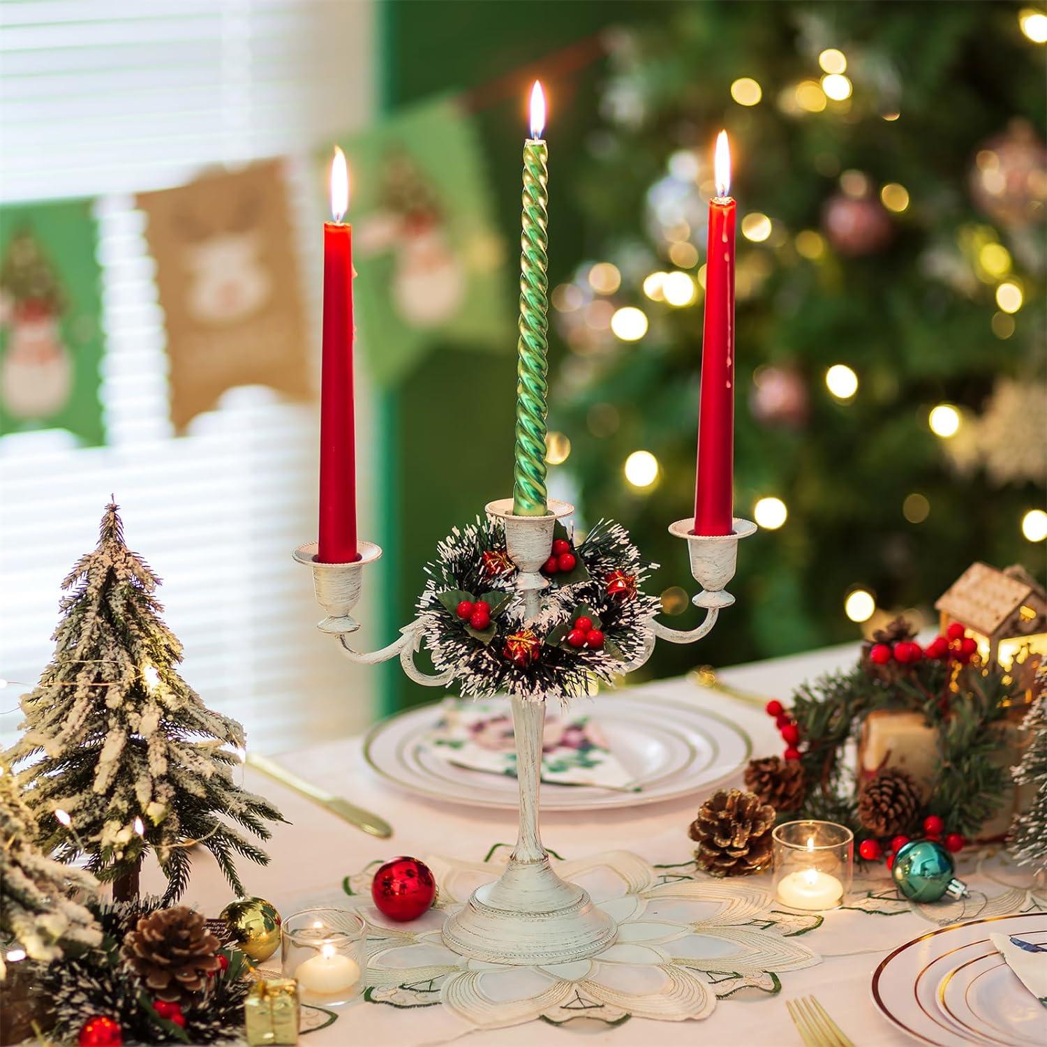 Kerzenständer 3-Armig Weiß für Stab- und Kegelkerzen