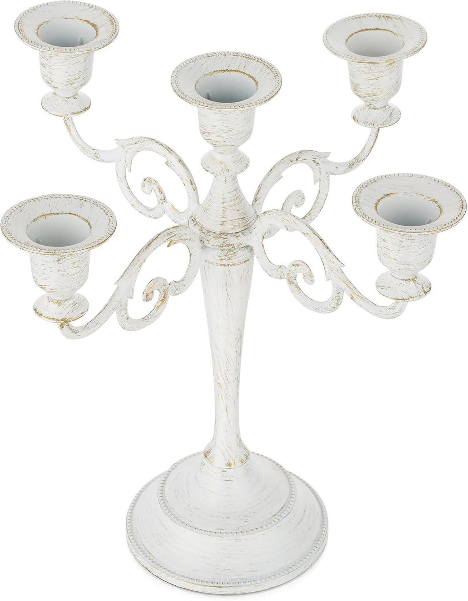Vintage Weiß 5-Armig Kerzenständer für Hochzeit