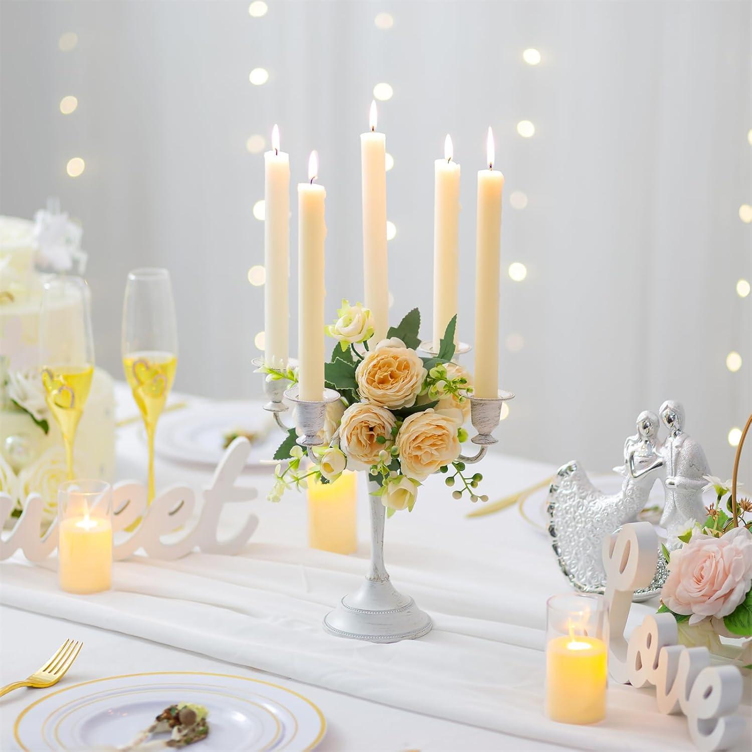 Vintage Weiß 5-Armig Kerzenständer für Hochzeit
