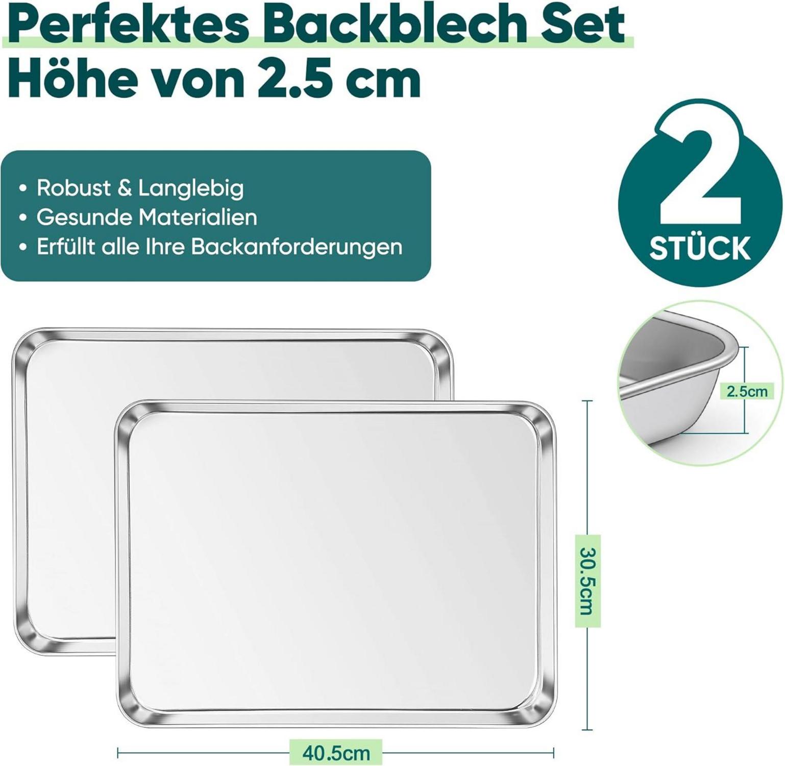 Joyfair Edelstahl Backblech 2er Set 40,5x30,5x2,5cm
