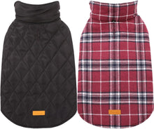Hundemantel Winter Fleece Wasserdicht Mittelgroß Kariert Rot