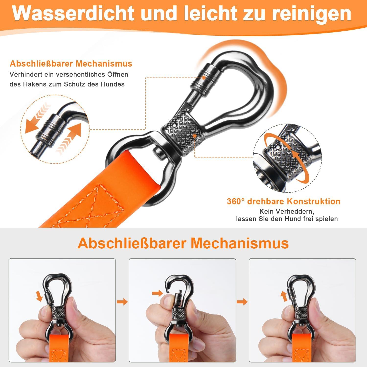 Wasserdichte Gummierte Schleppleine mit Abschließbarem Karabiner 10M