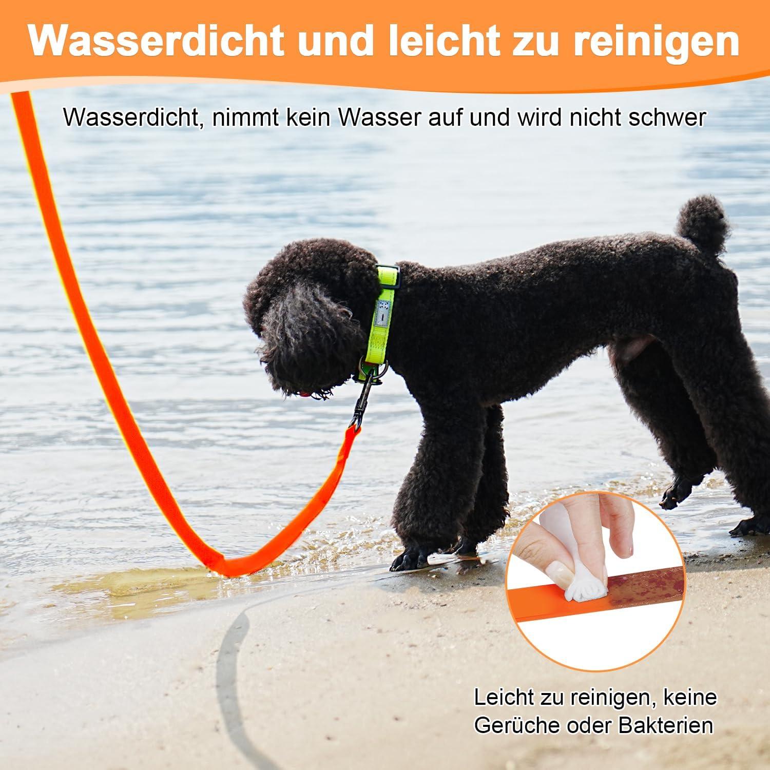 XBEN Wasserdicht Schleppleine 10M Hund wasserfest robust Neon Orange