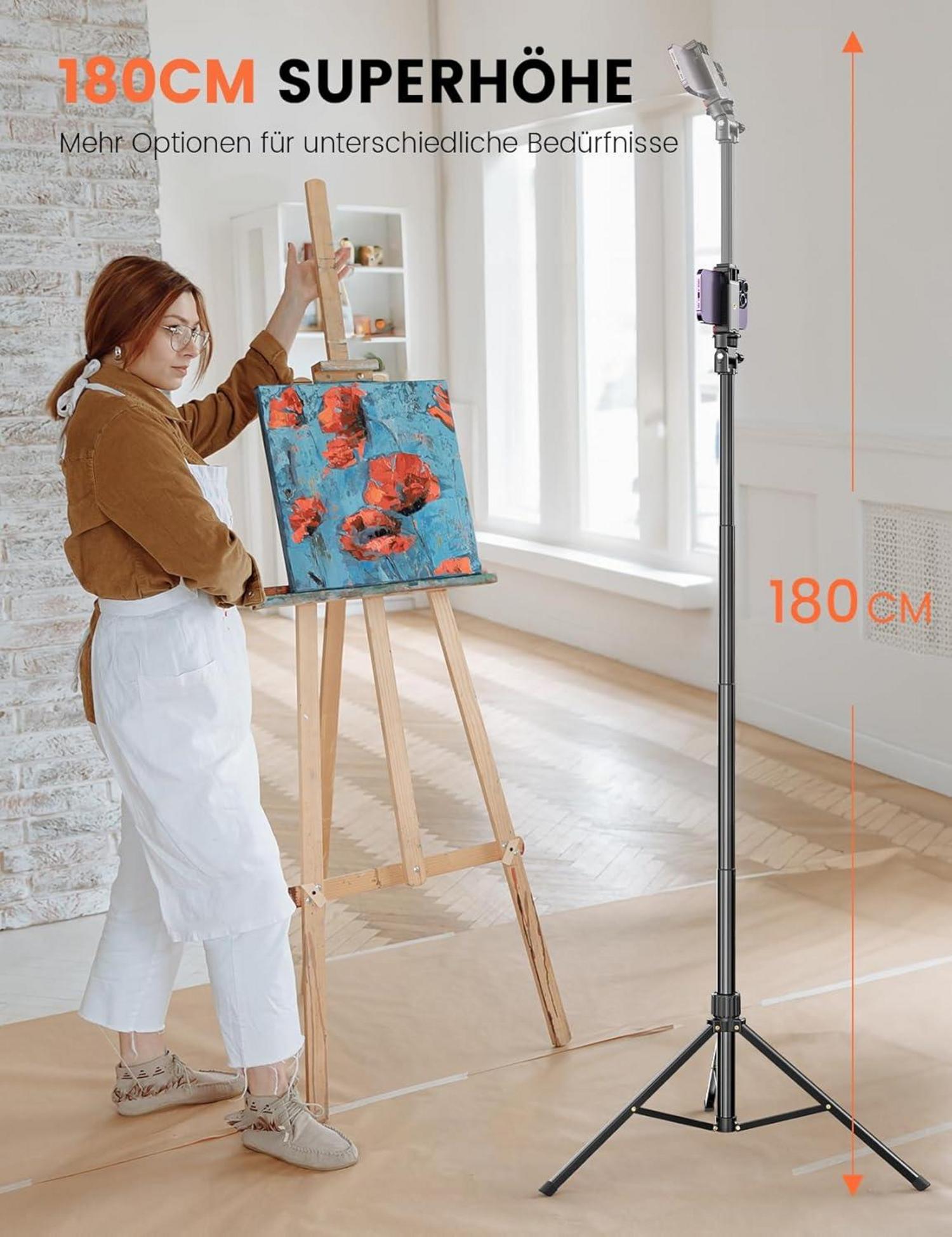 180cm Handy Stativ für Smartphone mit Bluetooth-Fernauslöser