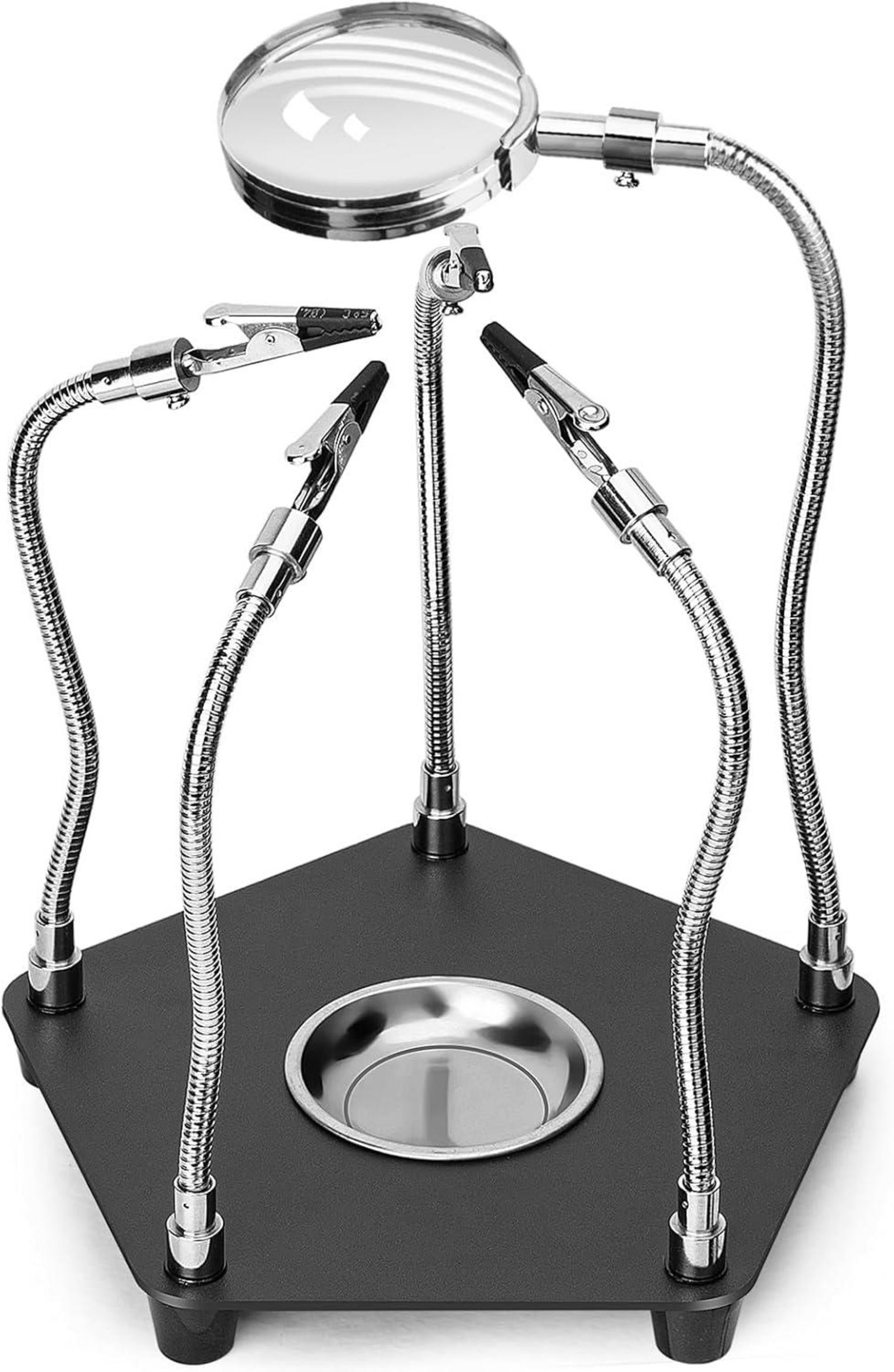 Löthilfe mit 3X Lupe und flexiblen Armen, Metallbasis