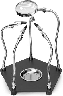 Löthilfe mit 3X Lupe und flexiblen Armen, Metallbasis