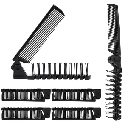 Faltbare Haarbürste Set Schwarz Doppelköpfig Mini Tragbar Massage