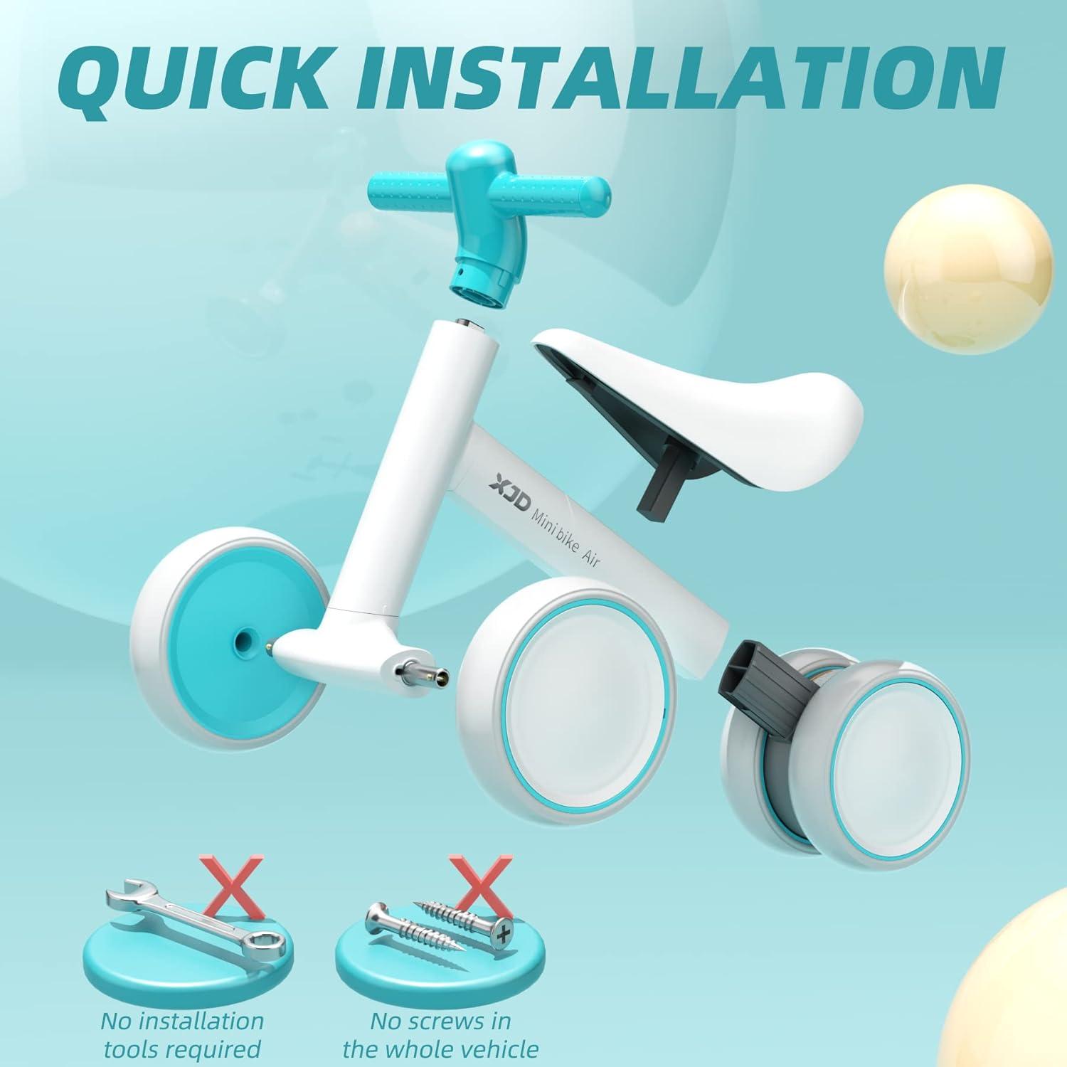 XJD Kinder Laufrad ab 1 Jahr, Balance Bike ohne Pedal, 4 Räder, Grün