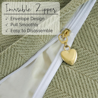 Chenille Kissenhüllen 45x45cm Salbei Grün 2er Set Sofakissenbezug