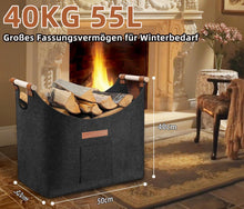 XXL Holzkorb aus Filz für Kaminholz, 55 Liter, Dunkelgrau