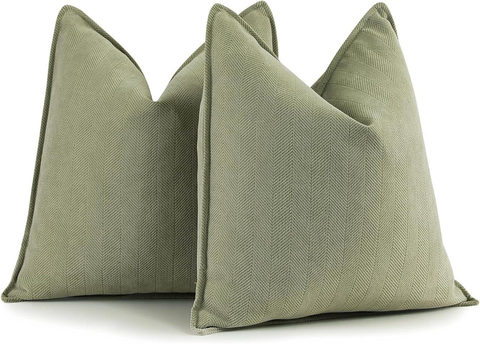 Chenille Kissenbezug Set Grün 60x60 Dekokissen für Couch Bett
