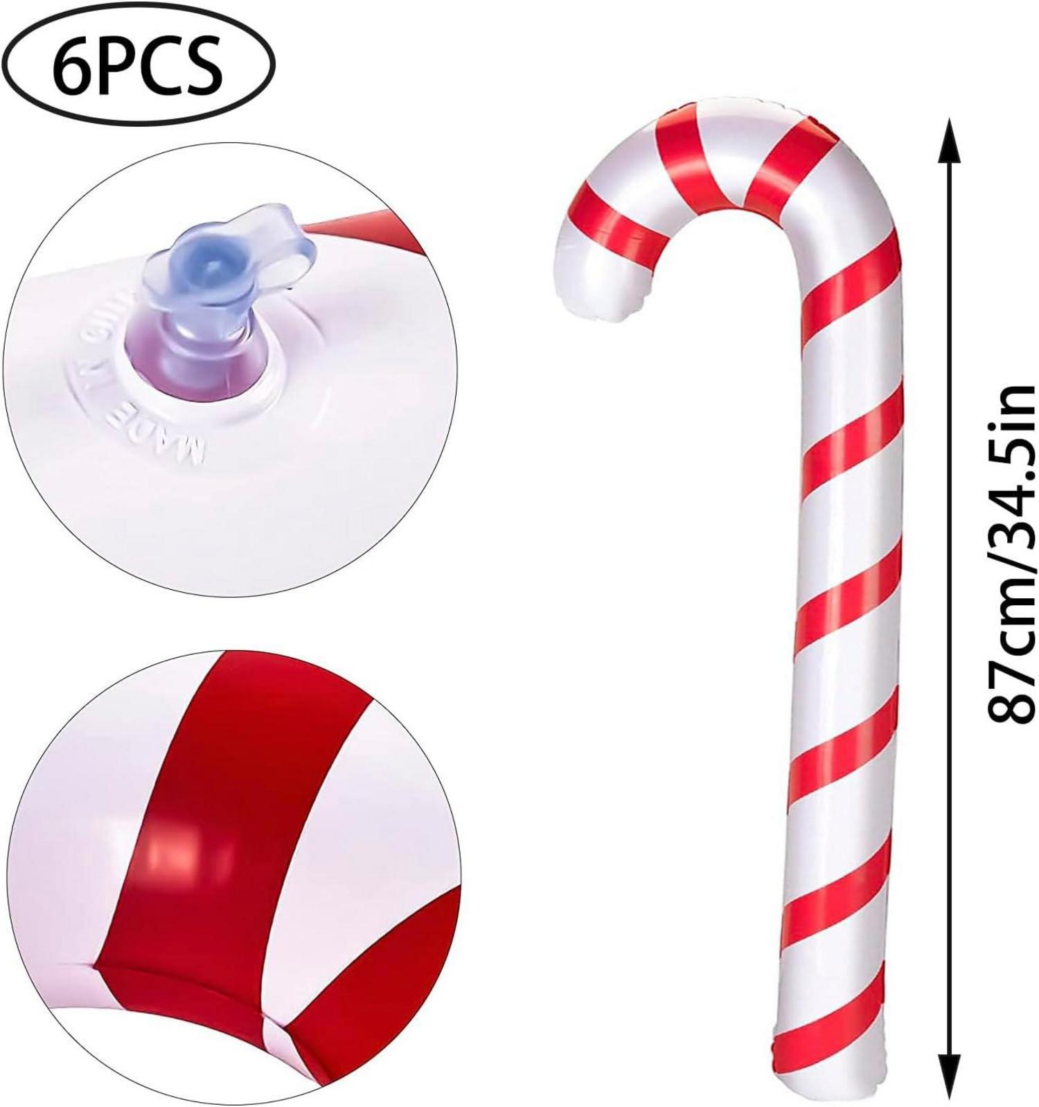 6er Set 87cm Aufblasbare Zuckerstangen Weihnachtsdeko