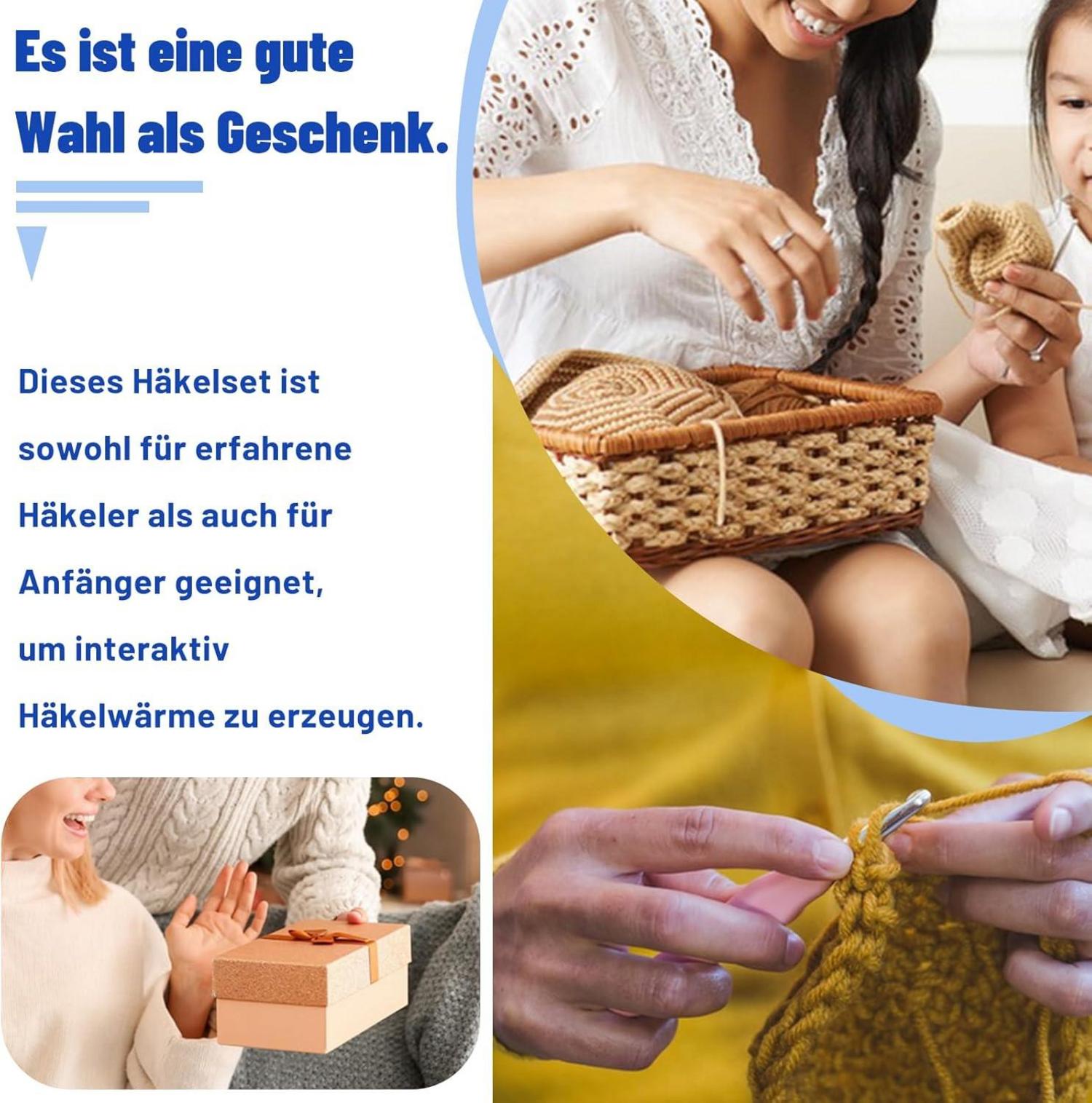 65-teiliges Häkelnadelset mit Aufbewahrungsbox und ergonomischem Griff