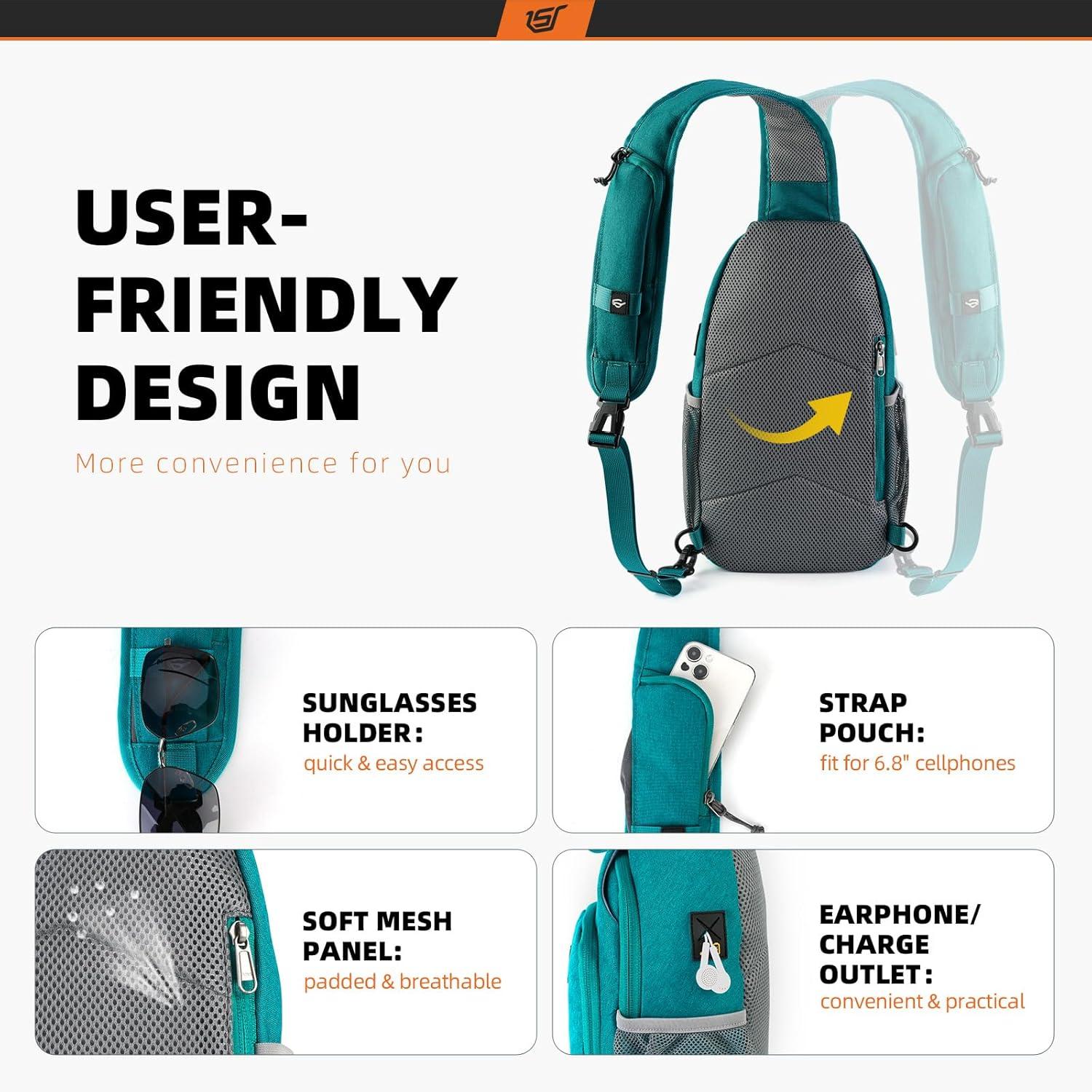 SKYSPER Herren Brusttasche Sling Bag Klein Wasserfest Crossbody Pack Outdoor Reise