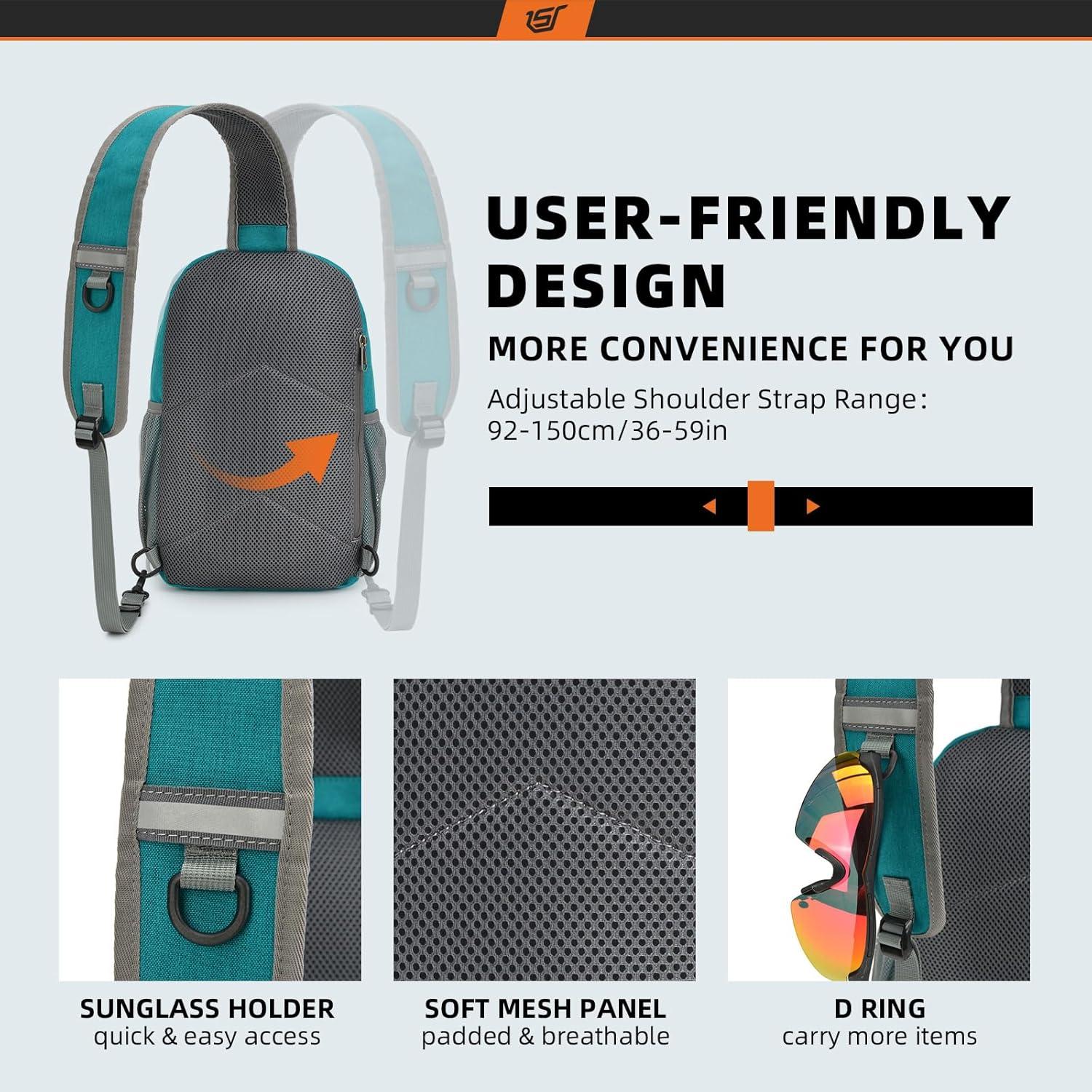 Leichter 8L Brusttasche Sling Bag Herren Crossbody Pack Outdoor