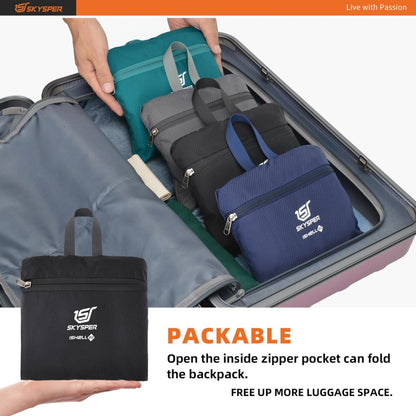 20L Ultraleichter Faltbarer Rucksack Wasserfest Daypack Schwarz