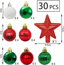 30er Mini Weihnachtskugeln Set 3 cm Rot Grün