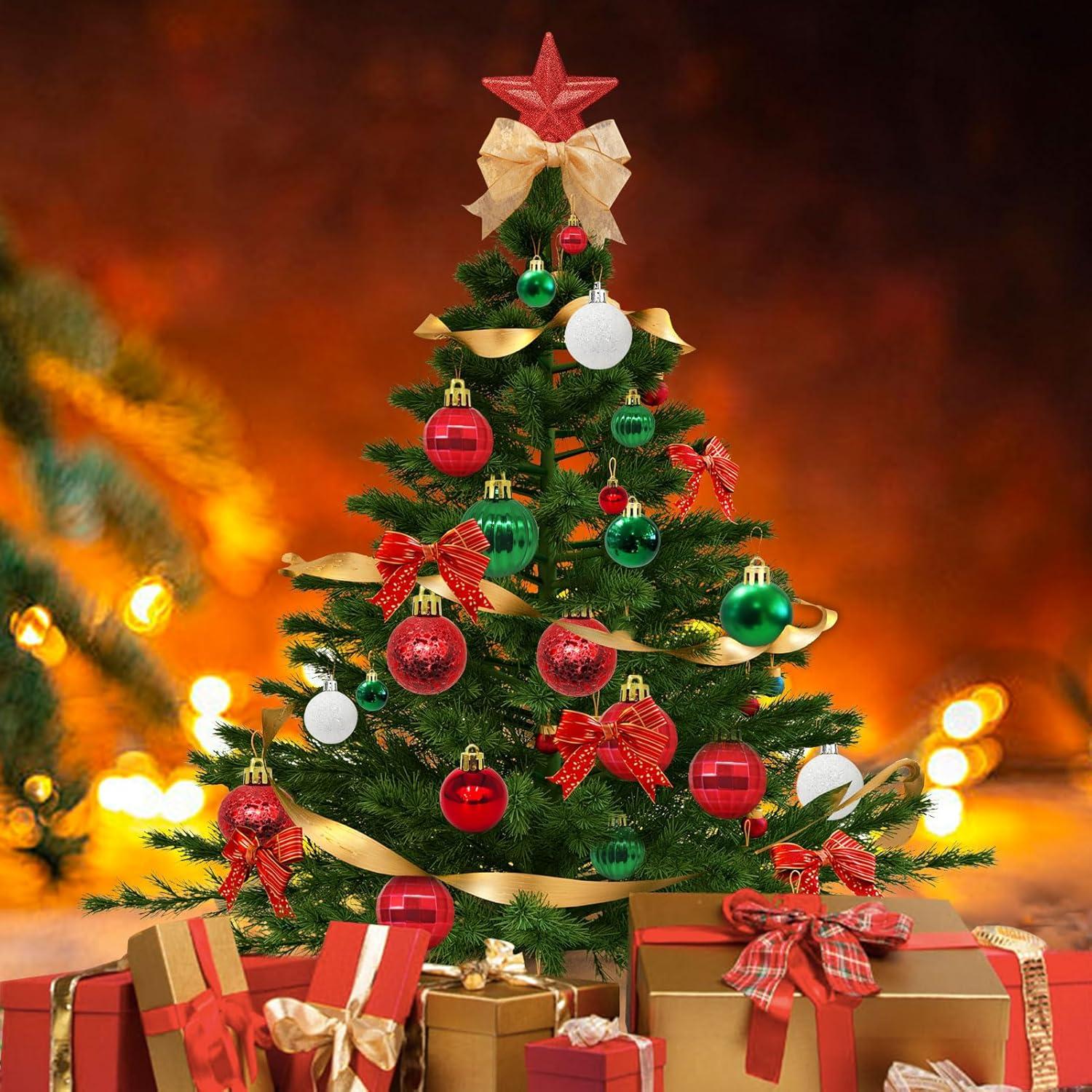 30 Mini Weihnachtskugeln Aufhänger 3CM Rot Grün Weiß Christbaumkugeln