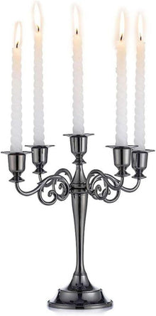 Kerzenständer Set 5-armig Schwarz 27cm Stabkerze Halter