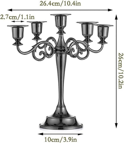 Kerzenständer Set 5-armiger Kerzenhalter Schwarz 27cm Höhe