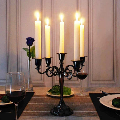 Kerzenständer Set 5-armiger 27cm Schwarz Galvanisiert Stabkerze