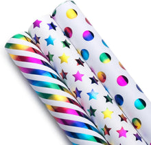 Rainbow Gift Wrapping Paper Roll Set - 3 Rolls