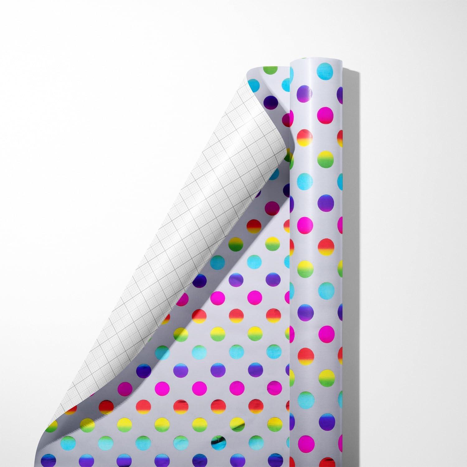 Regenbogen Hochwertiges Geschenkpapier 3 Rollen Bunt Streifen UV-Druck