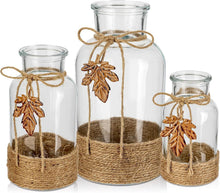 Dekorative Glasvase Set 3-teilig Transparent Boho in 3 Größen