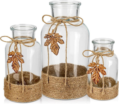 Dekorative Glasvase Set 3-teilig Transparent Boho in 3 Größen