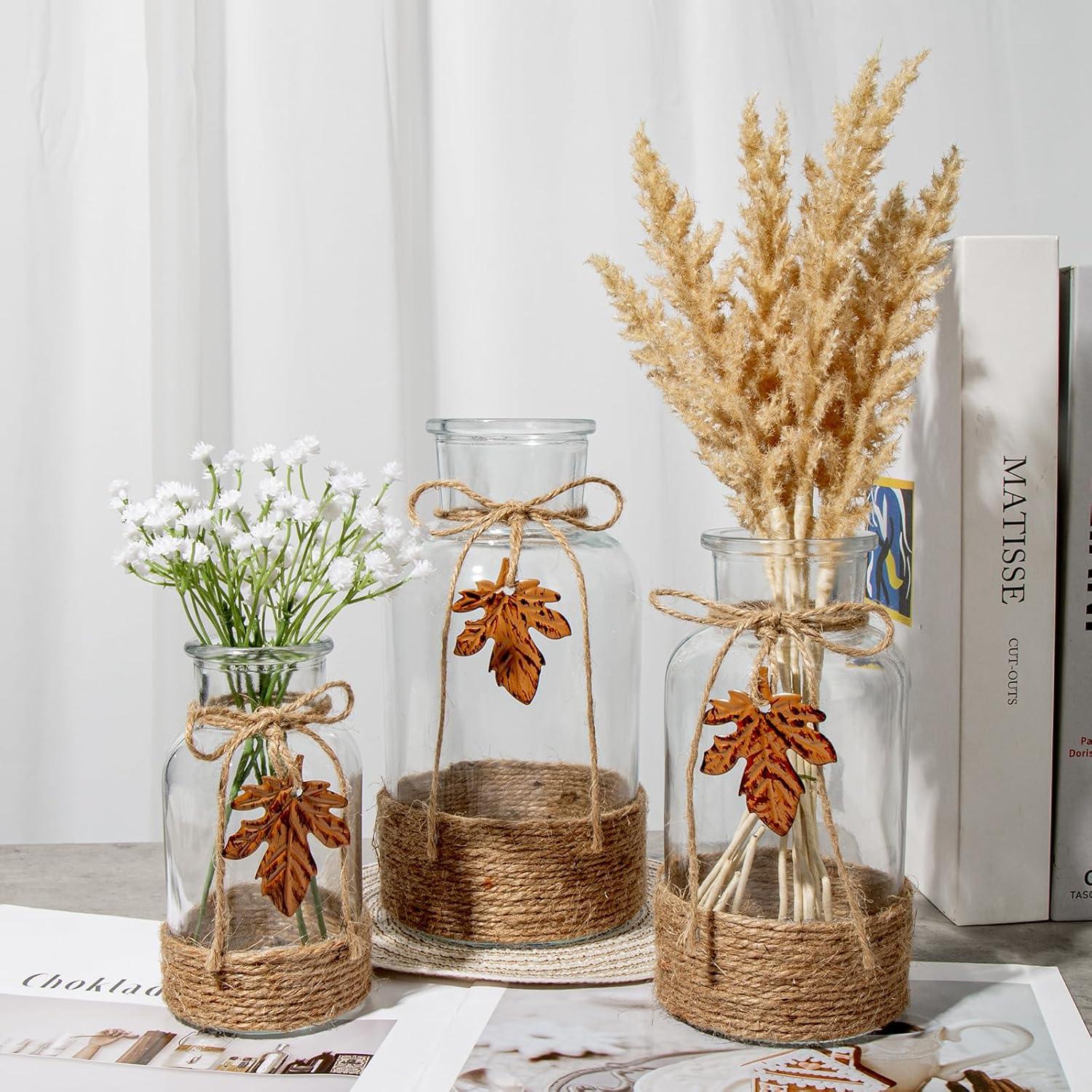 Dekorative Glasvase Set 3-teilig Transparent Boho in 3 Größen