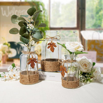 Glasvase Zylindrisch Mehrzweckiger Blumenvase, 3er Set, Transparent