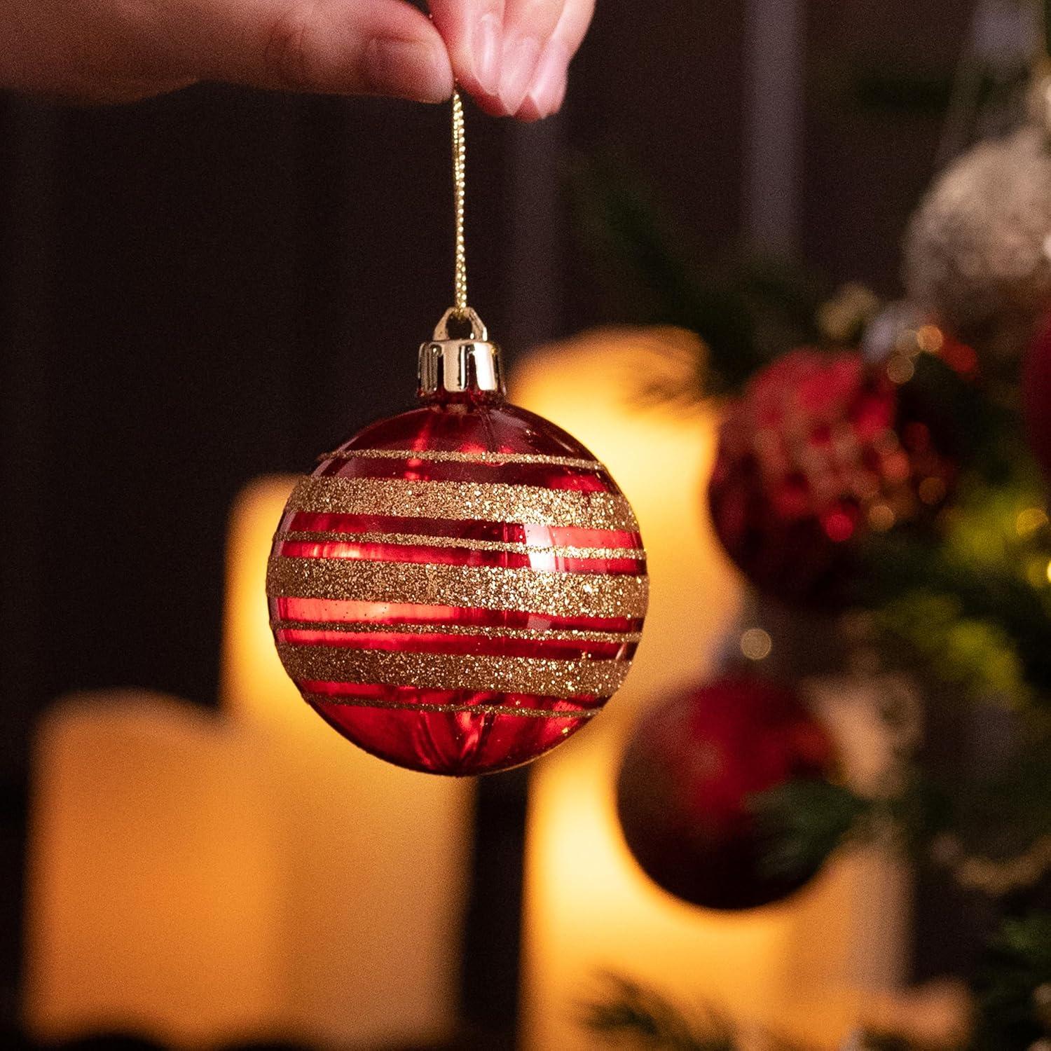 16er Set Weihnachtskugeln Rot Gold, 6cm Christbaumschmuck