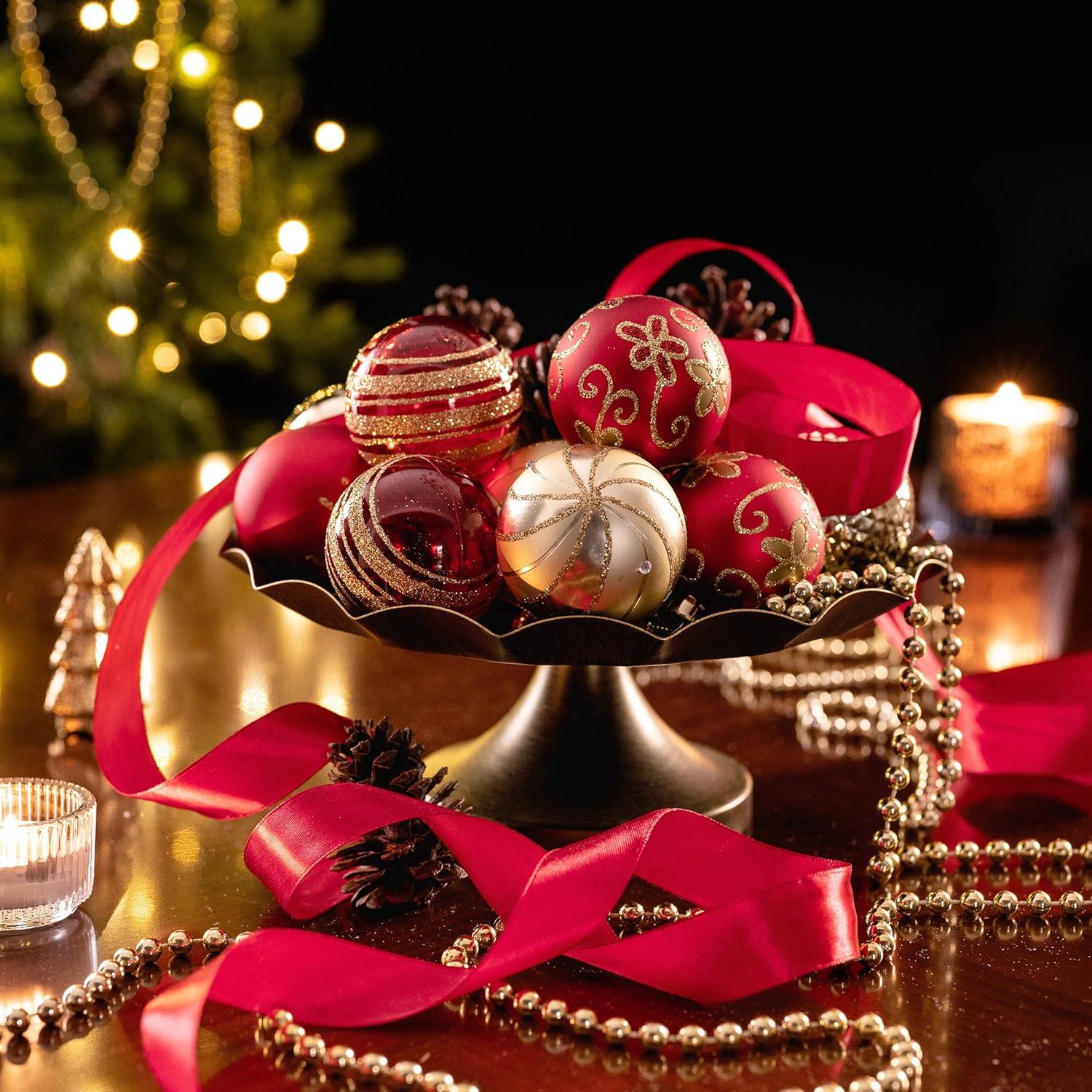 Valery Madelyn Weihnachtskugeln 16 Stück 6 cm Rot Gold Christbaumkugeln Set
