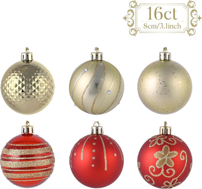 16er Set Weihnachtskugeln Rot Gold Christbaumkugeln 6cm