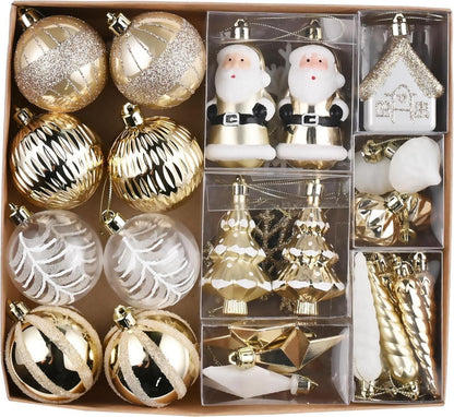 40-teiliges Bruchsicheres Weihnachtskugel Set Weißgold Elegante