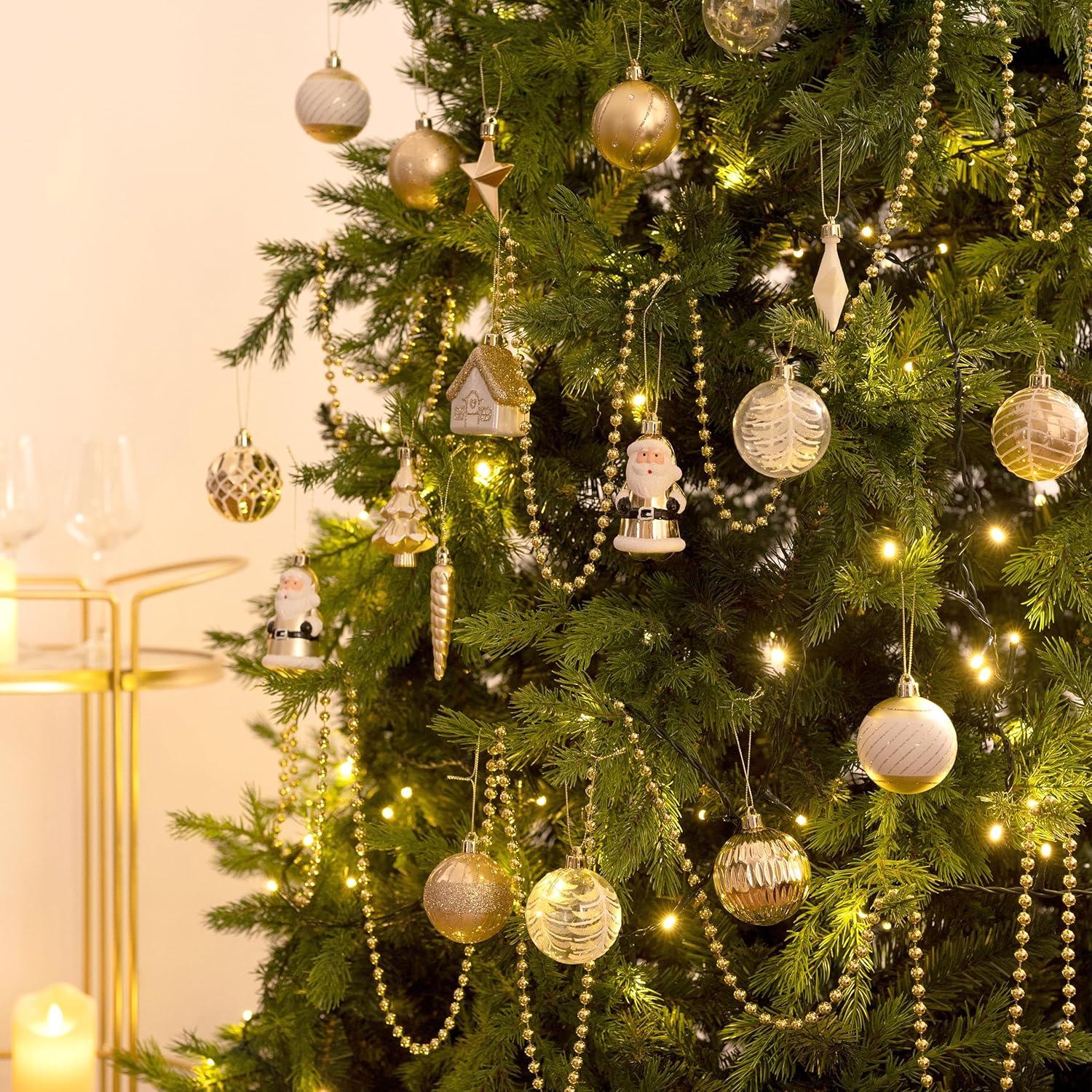 40-teiliges Bruchsicheres Weihnachtskugel Set Weißgold Elegante