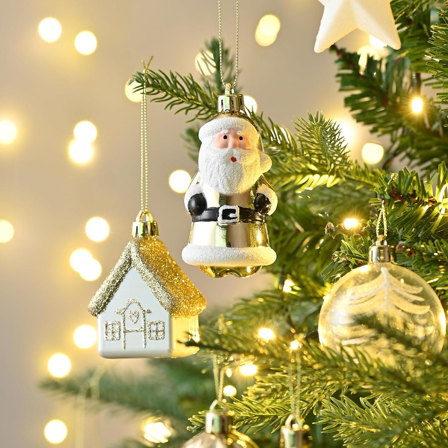 Valery Madelyn Weihnachtskugeln Set - 40pcs Elegante Weißgold Christbaumkugeln