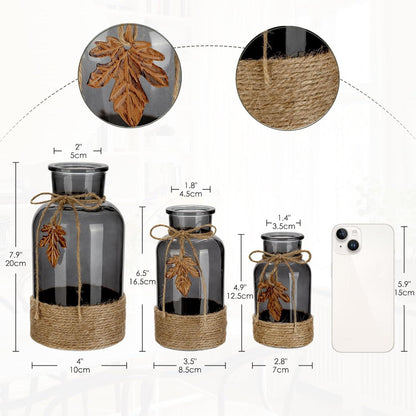 Glasvase Zylindrisch Smoke Deko Vasen Set 3 Größen Bouquet