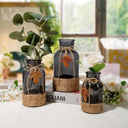 Moderne Glasvase Zylindrisch 3er-Set Smoke 12,5/16,5/20cm