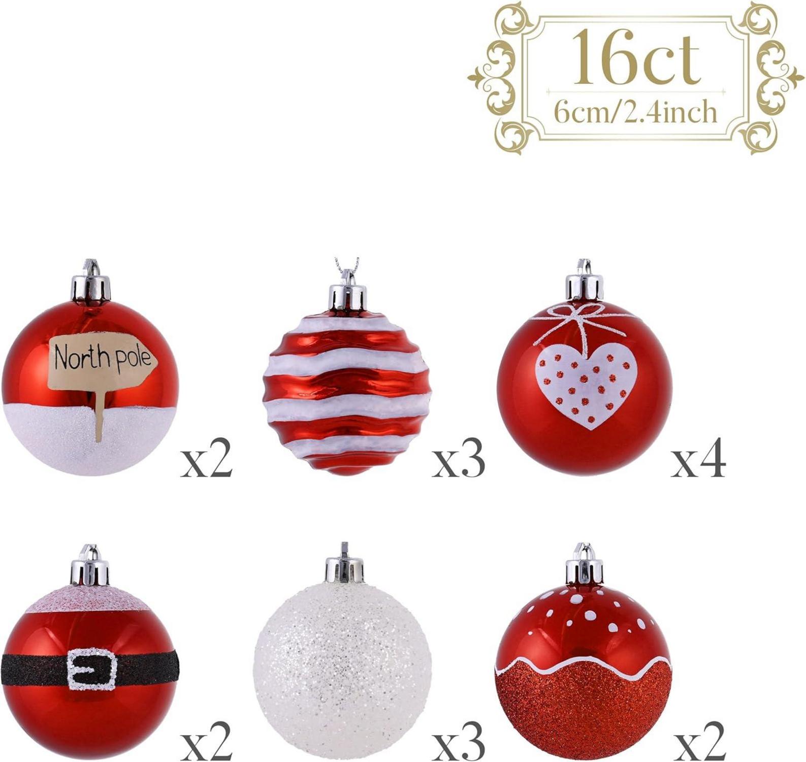 16er Set Weihnachtskugeln 6cm Kunststoff Weihnachtsdeko Rot