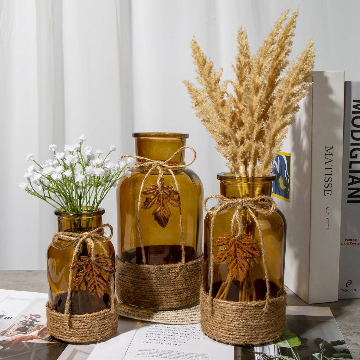 Glasvase Milchglas Ahornblatt Dekovase Tischdeko 3 Größen Grau