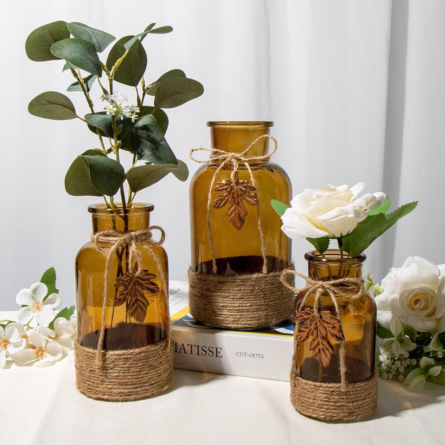 Glasvase Zylindrisch Blumenvasen Dekoration Tischvasen Grau 3er Set