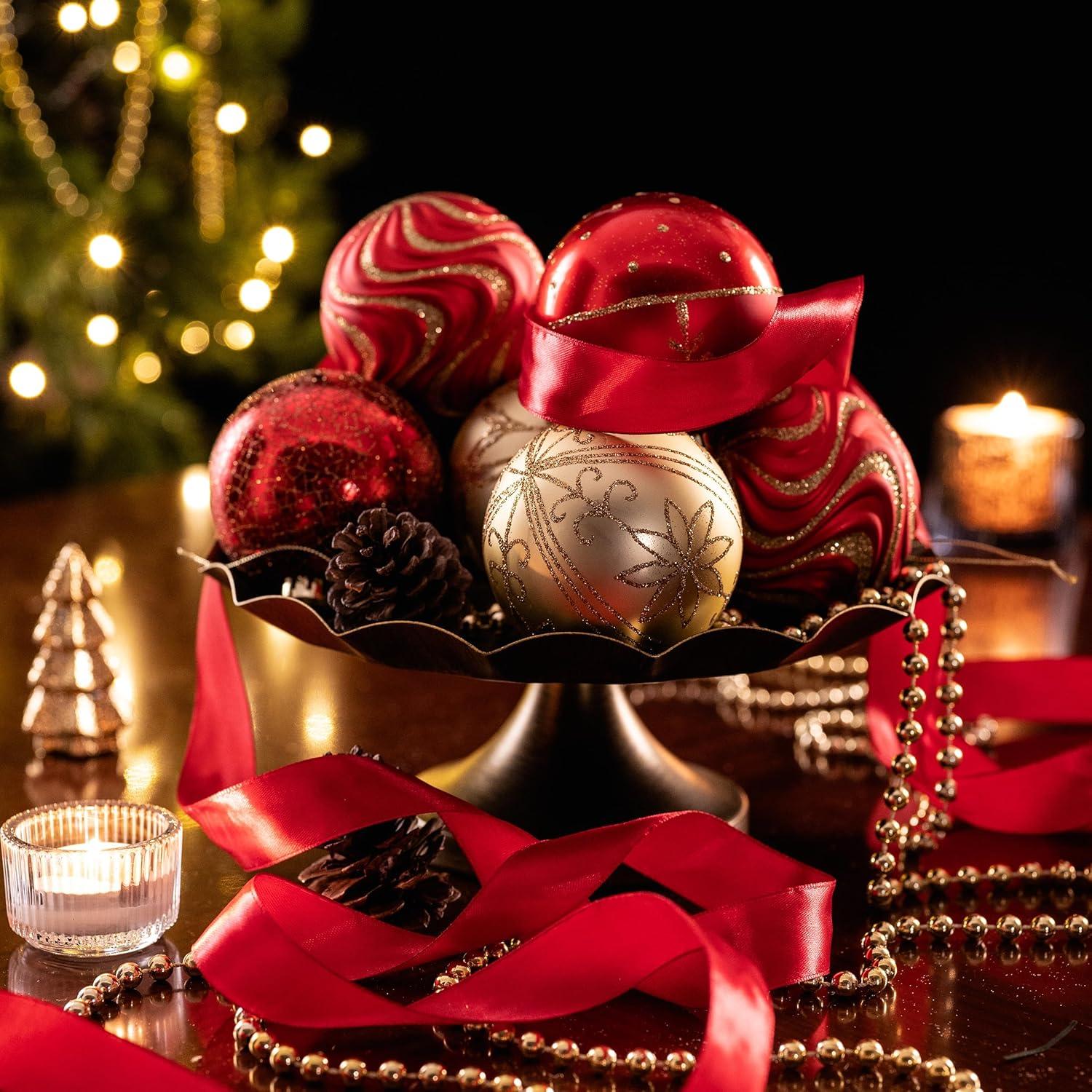 Valery Madelyn Weihnachtskugeln Thema Rot Gold 12 Stück 8cm Christbaumkugeln