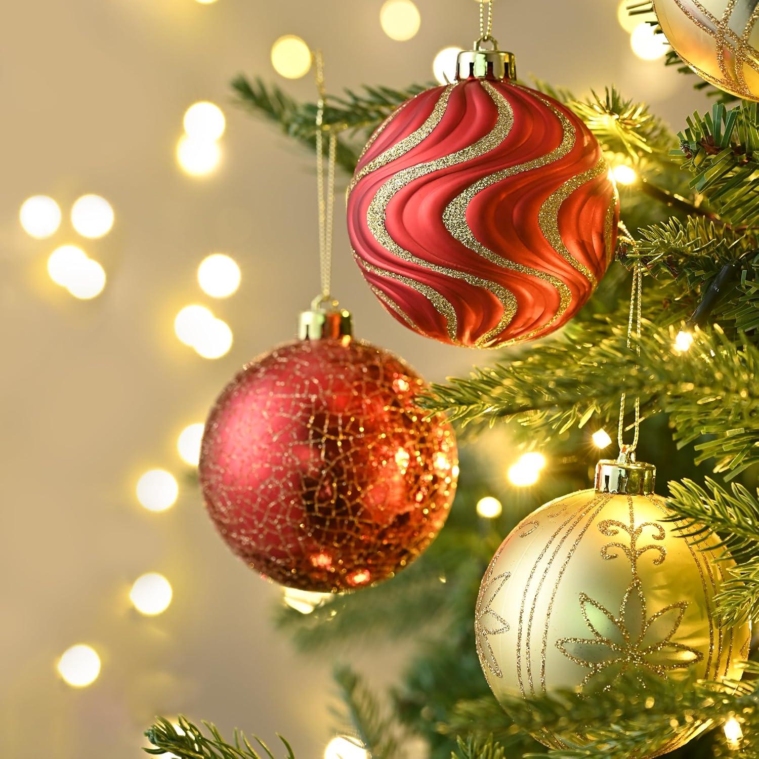 8cm Weihnachtskugeln Rot Gold Christbaumschmuck 12er Set