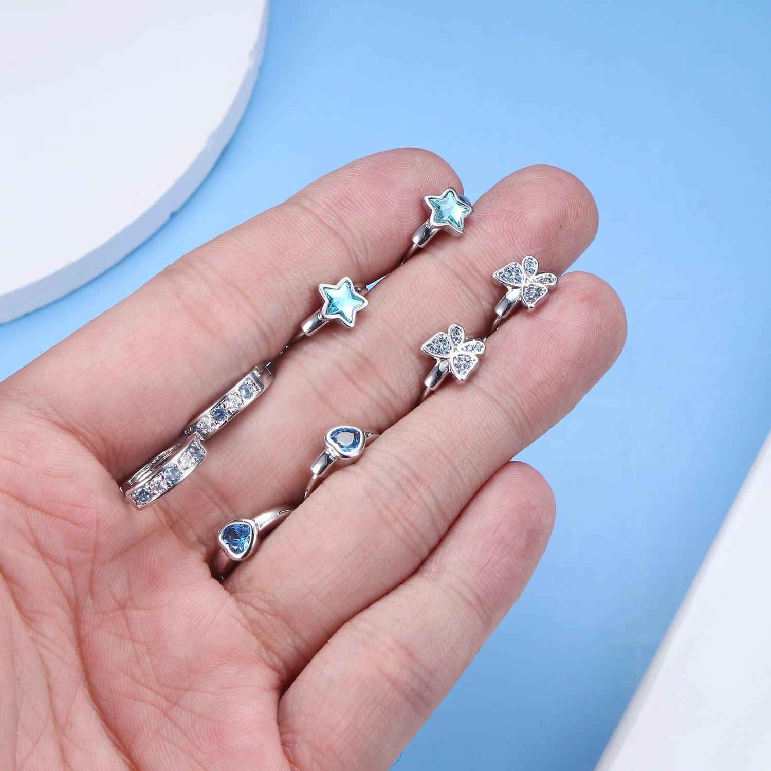 Kinder Ohrringe Set Silber Herz Stern Schmetterling Zirkonia-Ideal zum